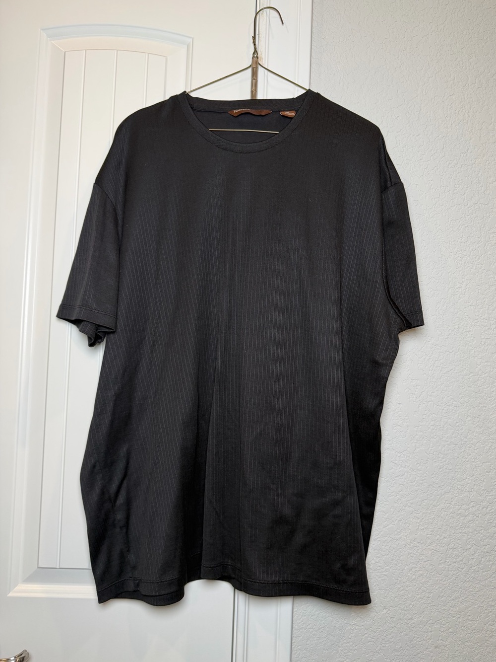 Perry Ellis Black Ribbed Crew Neck Short Sleeve Tee